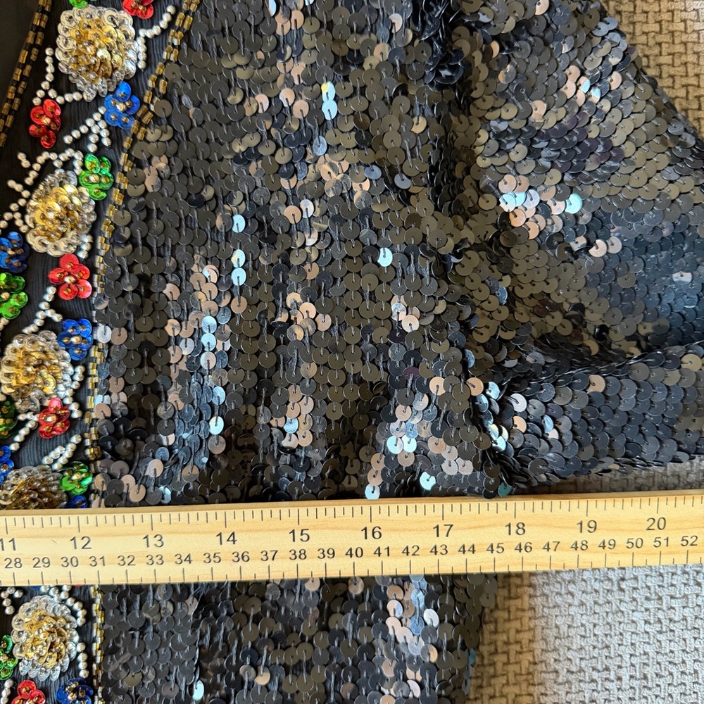Floral Maximalist Sequin Beaded Jacket S Black Silk Vintage Stenay Whimsigoth - Picture 9 of 14